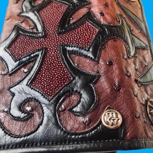 Travis Walker Vintage 90's Exotic Leathers Wallet Cross Design - Picture 12 of 16